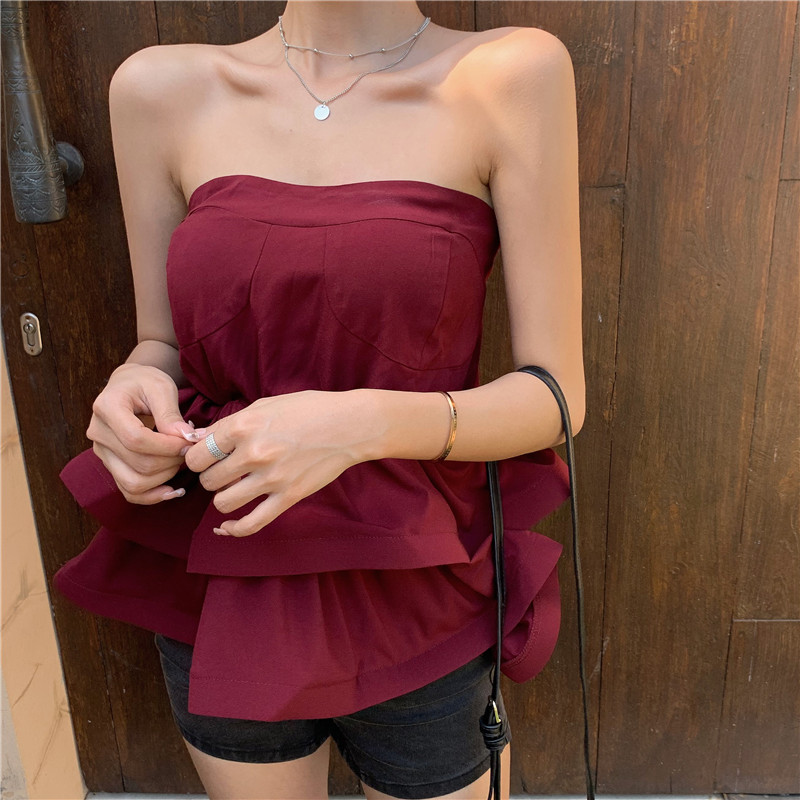 VK旗艦店 韓系氣質百搭蛋糕平口無袖上衣