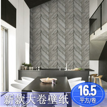 Imported retro imitation wood board texture wallpaper gray herringbone wood living room clothing store restaurant bar wallpaper