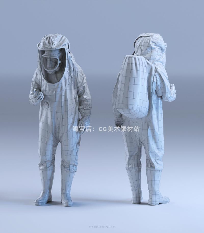 图片[13]-Blender/C4D生化服士兵防毒面具武装军事人物角色绑定3D模型素材-cg男孩