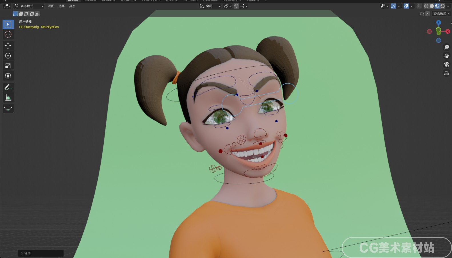 图片[5]-Blender 美式卡通风格角色动画电影人物带骨骼绑定女孩3D模型素材-cg男孩