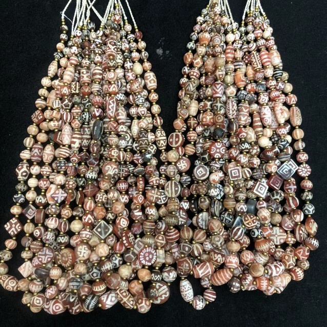 First-Generation Weathered Pink Orange-Manheated Cinnabar Ancient Beads Old Agate Etched Beads Multi-Treasure Necklace Round Beads Barrel Beads Beads