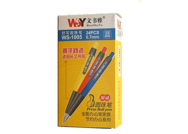 Instrument WS - 1005 press the original ball pen 0 7MM blue 24 boxes