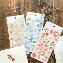 Mushroom Tun imported from Japan Mind Wave imitation seal fire paint sticker hand account collage flower art