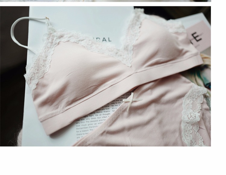 Peach mật ong rắn màu áo học sinh dễ thương thoải mái đồ lót đơn giản không có vòng thép áo ngực bộ đồ lót shop đồ nữ cao cấp