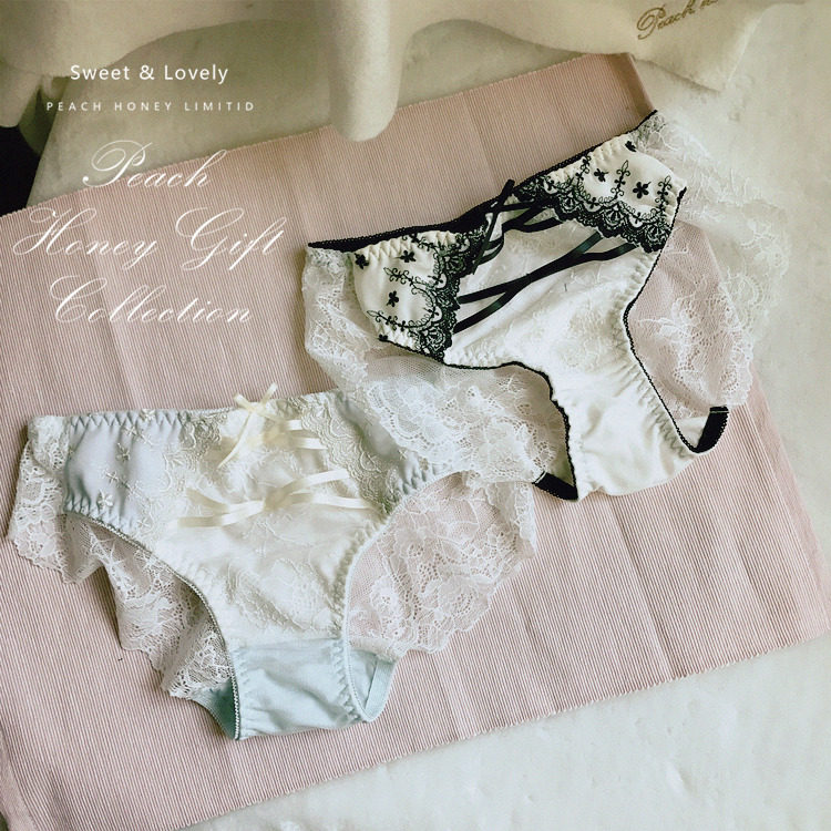 超美交叉丝带蝴蝶结 PP全蕾丝宫廷甜美复古女士内裤pk132 2色