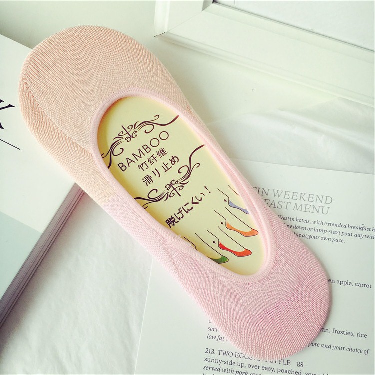 Gót non-slip silicone màu than tre sợi cotton vớ thuyền vớ vô hình new gradient màu PS56