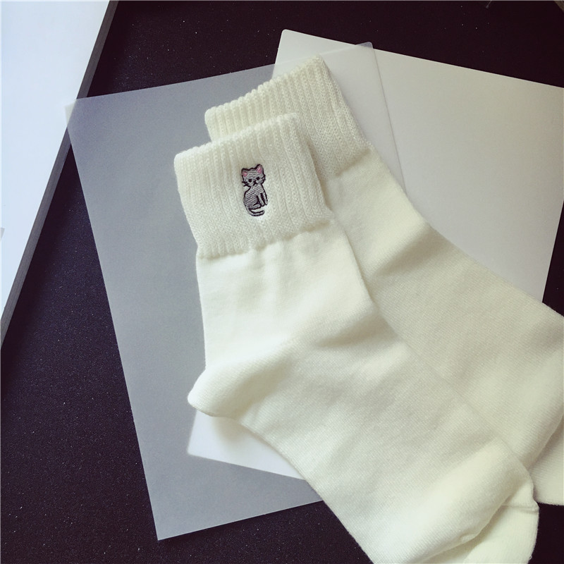 Vớ đan mềm mại dễ thương thêu nhỏ thú bông vớ cotton cô gái vớ P0529 vớ bông