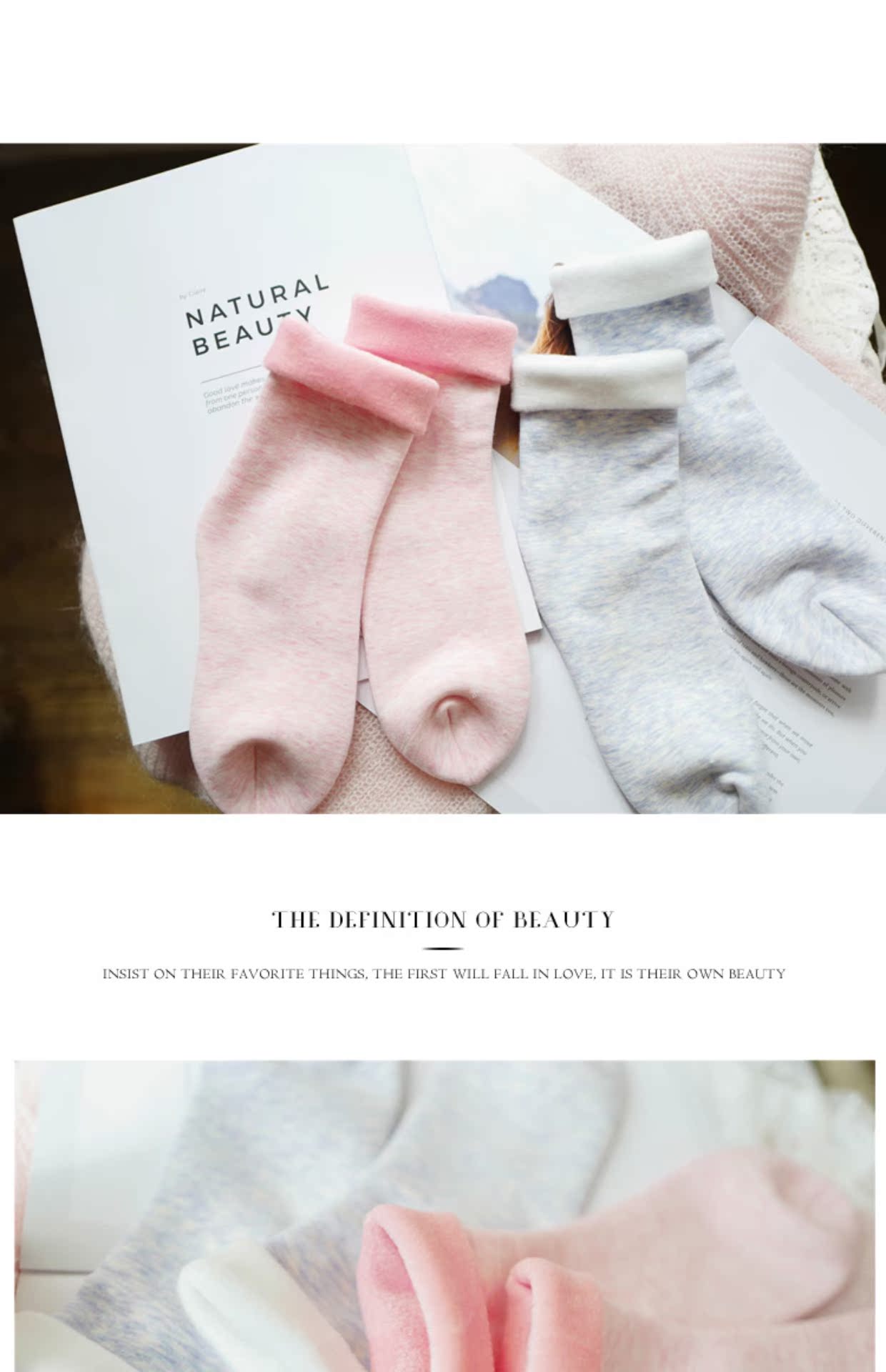 Ấm nhung lót dày đan còng ấm vớ vớ mùa thu và mùa đông vớ cotton PS369 vớ da