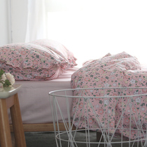 Japan-style meritocratic double-layered lotus leaf edge pillowcase pure cotton cloth for hand-painted single bed linen bed Sofa Bed