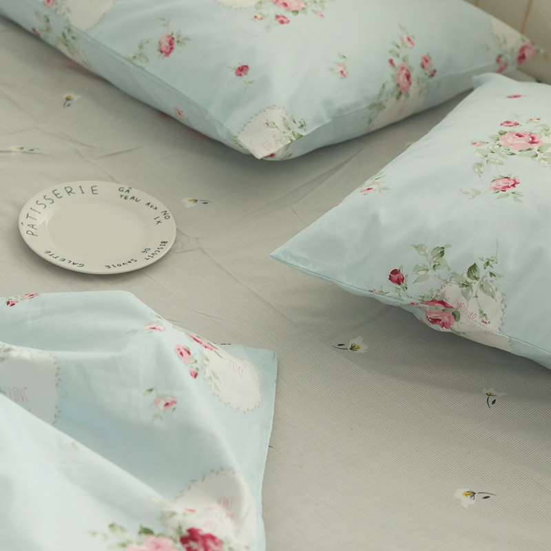 Forest flower pastoral flower leaf 40s pure cotton custom dormitory single-piece bed sheet pillowcase quilt cover bedding