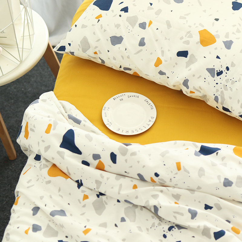 ins colour pebble Nordic minimalist full pure cotton cloth tailor-made as a single piece kit quilt cover bed linen pillowcase