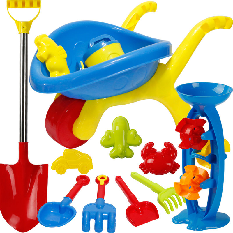 Children's beach toy set Baby play sand digging sand shovel hourglass tool Beach large cart Cassia