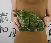 Golden toad ornaments prosperous jade green south jade carvings large fortune three-legged toad shop opening gift ornaments