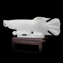 Afghanistan White Jade Golden Dragon Fish Swing Piece Jade Trick Wine Cabinet TV Cabinet Living-room Jo Relocation Company Opening Gift Big