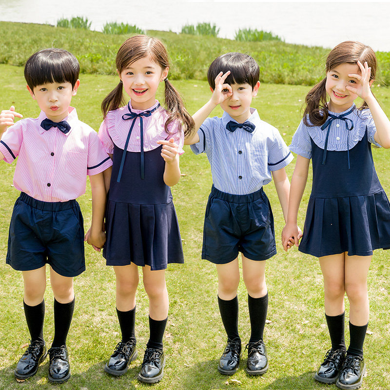 Kindergarten summer uniform Short-sleeved children's school uniform British style primary school class suit suit summer graduation photo clothing