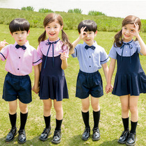 Kindergarten summer uniform Short-sleeved childrens school uniform British style primary school class suit suit summer graduation photo clothing