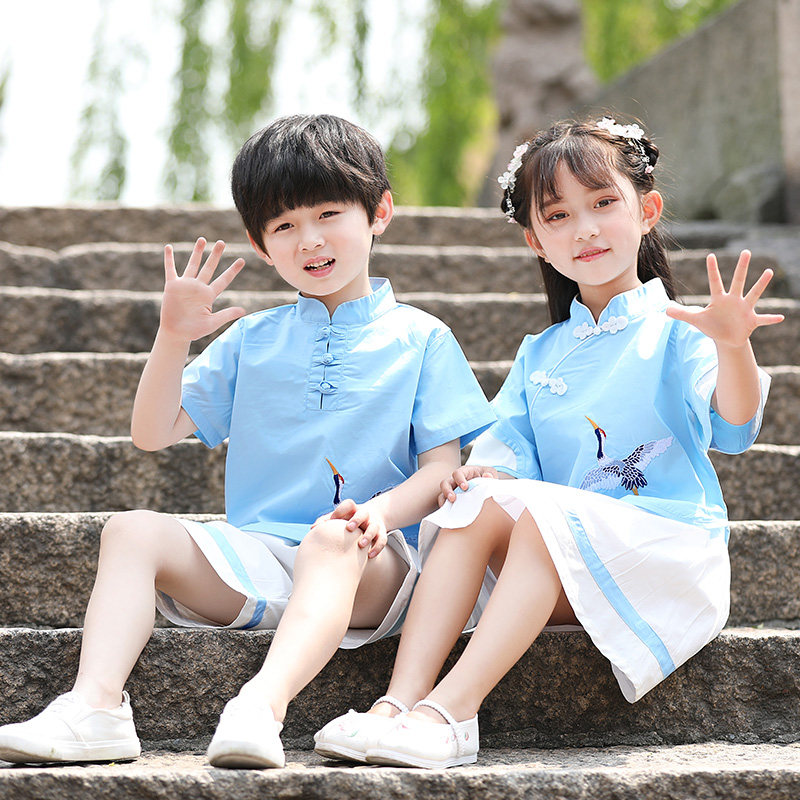 New Year's Day children's costumes kindergarten Chinese style boys and girls Hanfu primary school students performance costumes chorus costumes