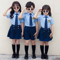 Summer dress childrens military uniform suit Navy style police uniform school style Primary School students class uniform air force uniform performance suit