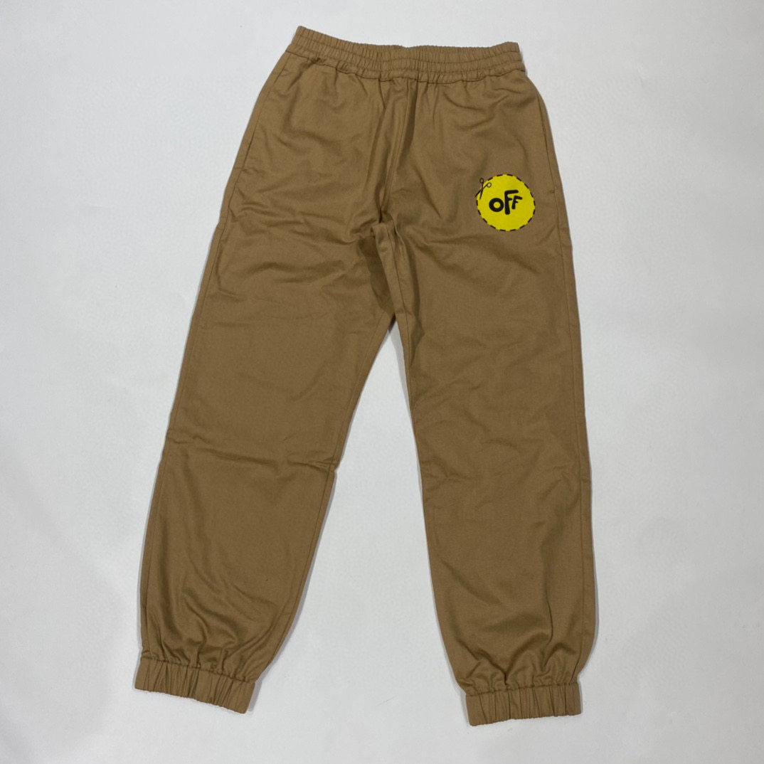 Cotton elastic waist printed beam mouth trousers khaki letters tide fan 22 autumn new boys girls children