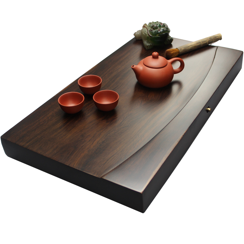 Whole piece ebony tea tray solid wood tea table rectangular log home tea sea large drainage simple kung fu tea set