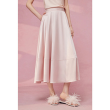 MandyZhang Peach Pink High Grade Satin Acetic Acid High Waist Skirt Women's Summer French Style A-line Umbrella Skirt