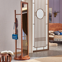 Red wood full body wearing glasses on floor Chinese clothes hat rack Hedgehog Purple Sandalwood Flowers Pear Solid Wood Bedroom Fitting Mirror Hanging Hanger