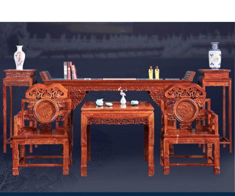 Red Wood Furniture Chinese Innate 6 pieces of rosewood Pear Wood Lucid Glossy chair Hedgehog Purple Sandalwood case for table Chinese Buddhist Cabinet Hall Deity