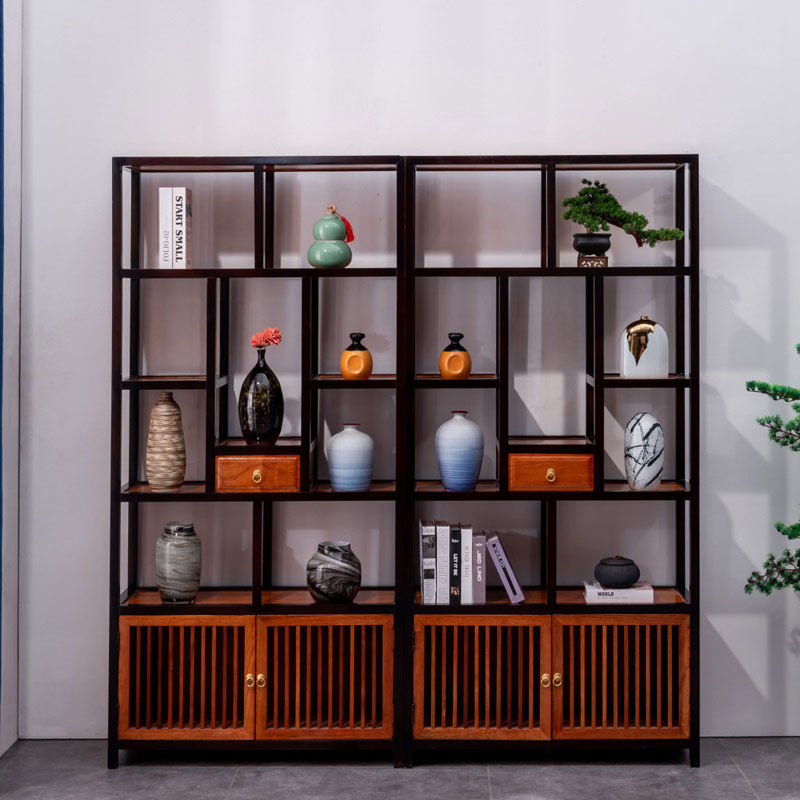 New Chinese Solimud Bo Antique Frame Tea Cabinet Tangwood Tangwood Golden Flower Pear