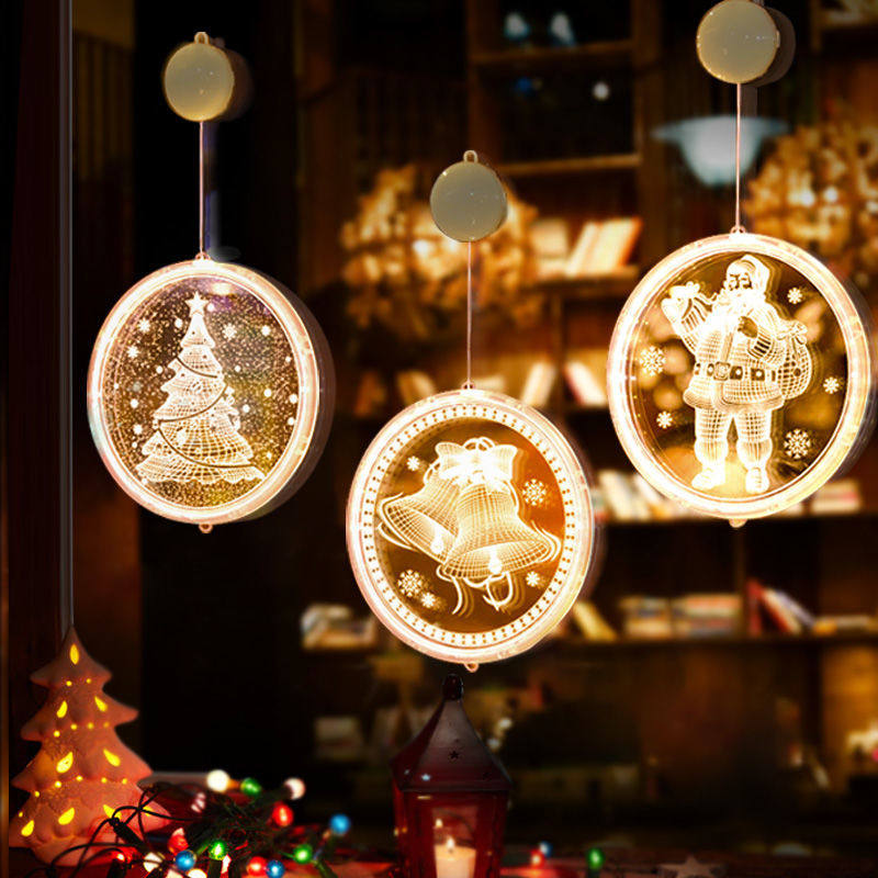 Christmas Led Decorative Lights Non-Plugged Electric Scene Arrangement Props Shop Window Storefront Pendant 3d Wall Background Atmosphere Light