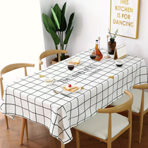 Net red table mat Rectangular ins wind tablecloth Waterproof anti-scalding oil-proof wash-in cotton linen art small fresh household