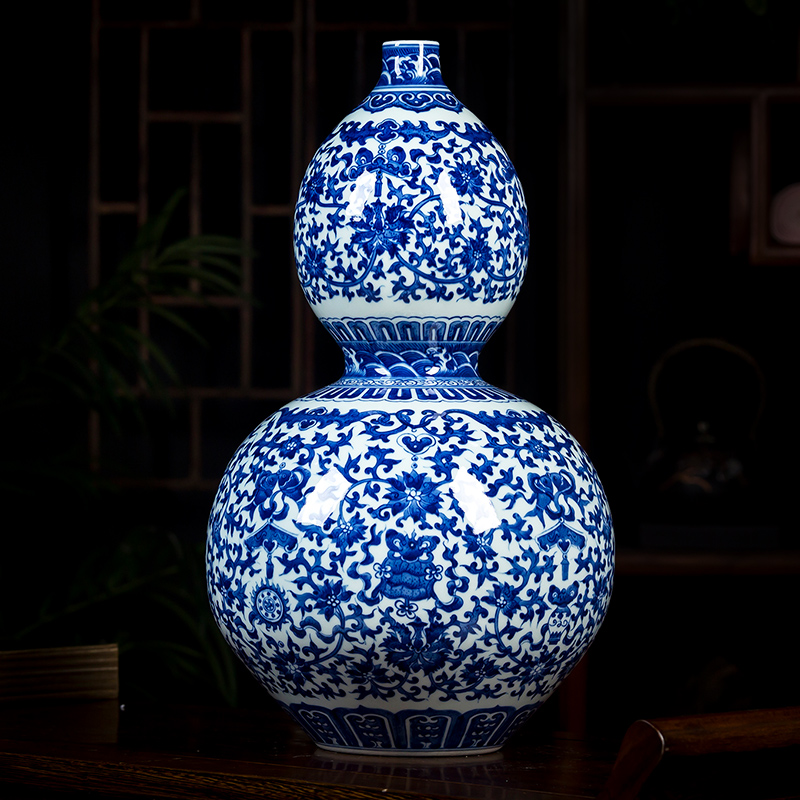 Jingdezhen ceramics hand - made sweet grain antique vase of blue and white porcelain bottle gourd bottle Chinese style household adornment furnishing articles