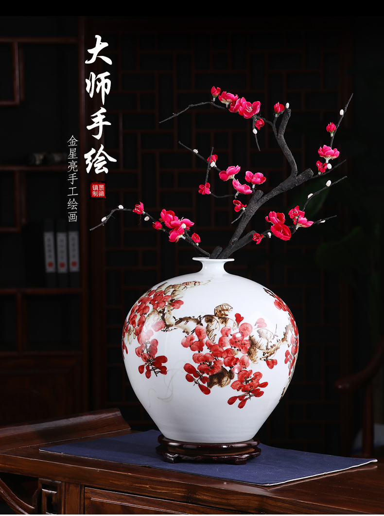 Jingdezhen ceramic vase furnishing articles by hand - made sabingga sukdun dergici jimbi vases, flower arranging the modern Chinese style living room decorations