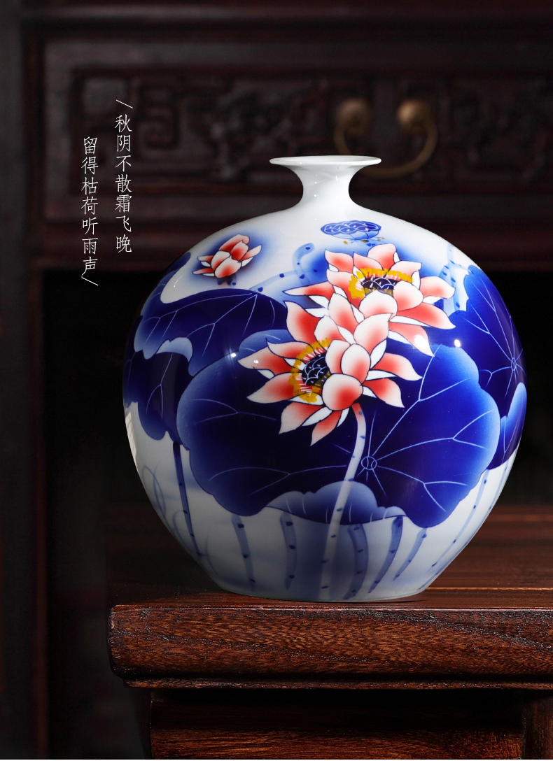 Jingdezhen porcelain vases, pottery and porcelain hand made blue and white porcelain flower arranging place of new Chinese style household adornment ornament sitting room