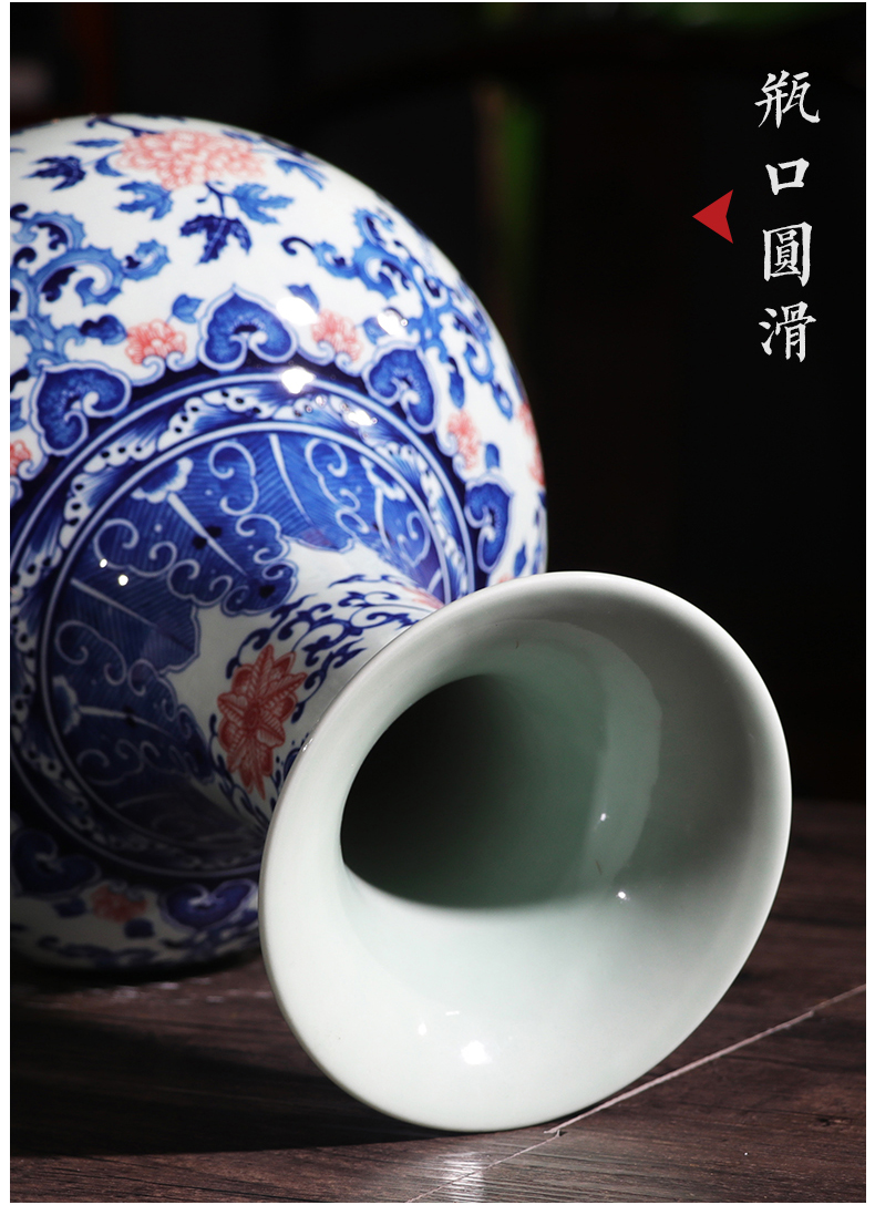 Jingdezhen ceramic vase furnishing articles flower arranging archaize sitting room both ears of blue and white porcelain vases, new Chinese style household decorations