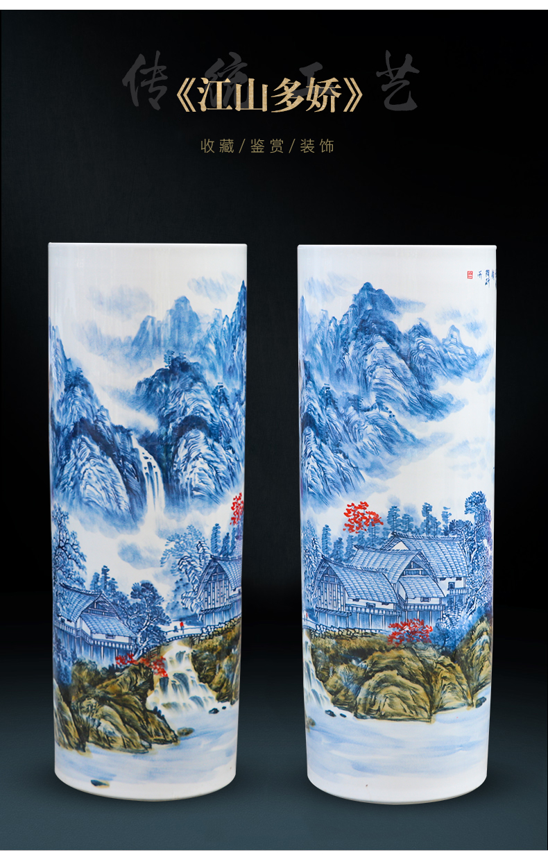 Jingdezhen ceramics hand - made big vase furnishing articles large sitting room ground quiver TV ark, decorative arts and crafts