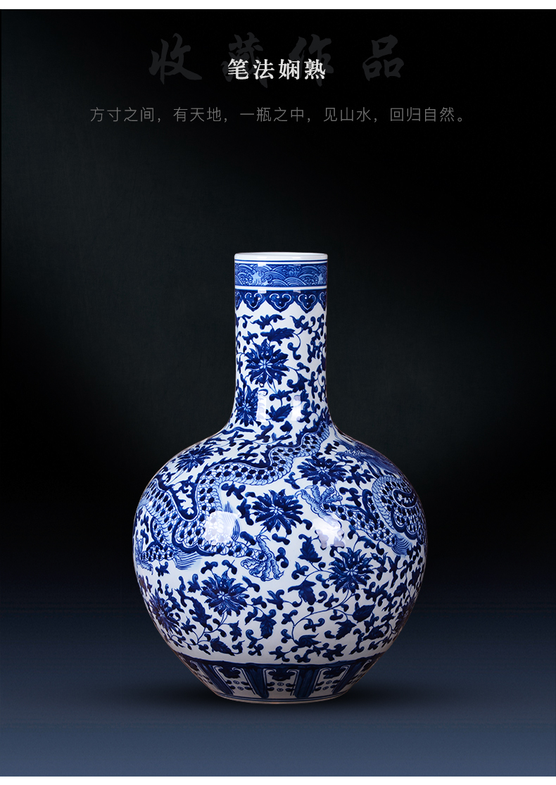 Jingdezhen ceramics vase of blue and white porcelain dragon tree, a Chinese style living room TV ark, furnishing articles home decoration