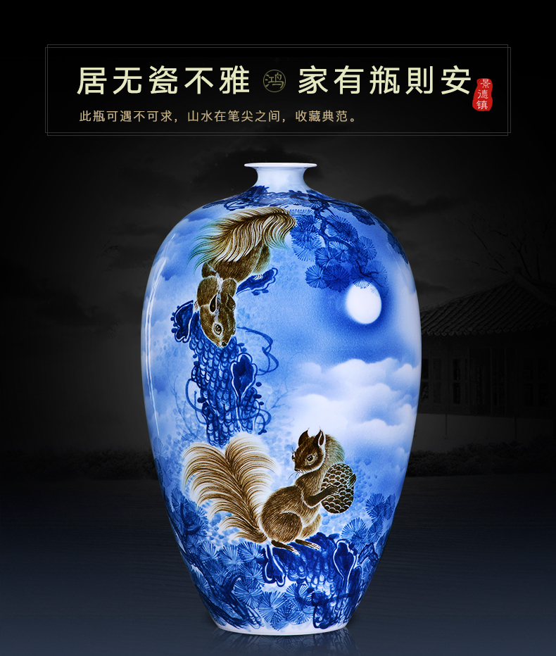 Jingdezhen ceramics hand - made of blue and white porcelain vases, flower arrangement furnishing articles of new Chinese style living room TV ark, home decoration