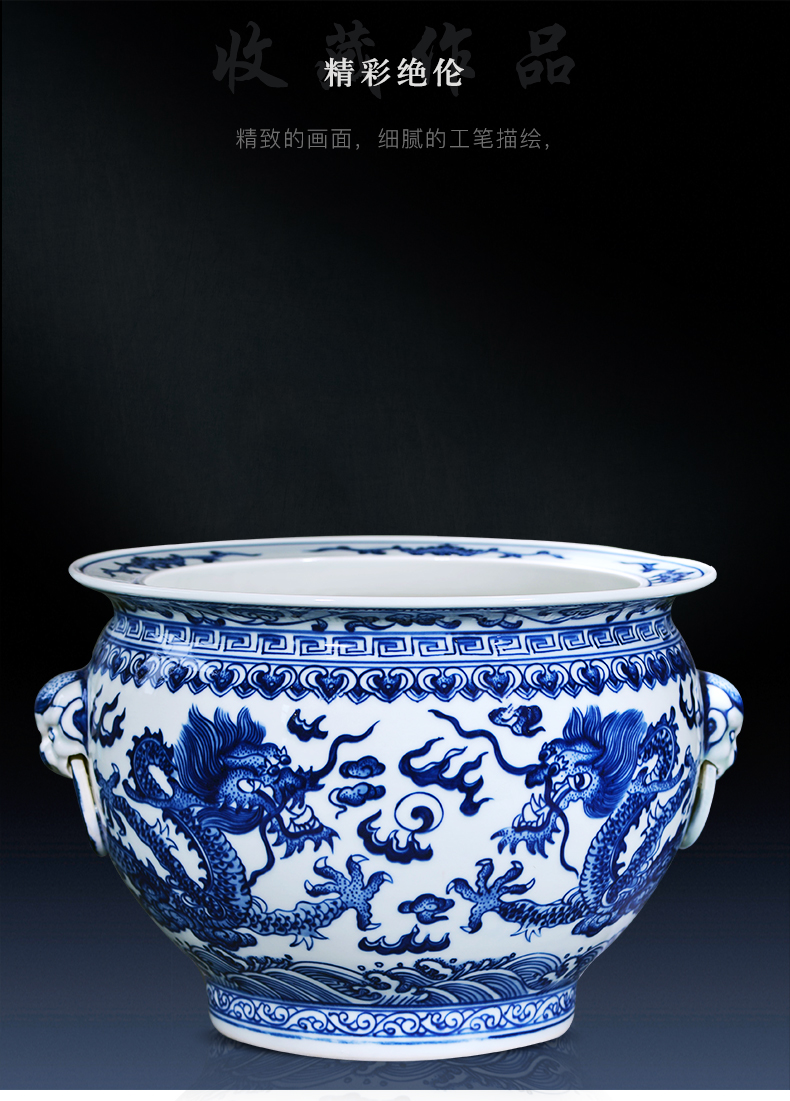 Hand - made cornucopia of blue and white porcelain of jingdezhen ceramics feng shui plutus furnishing articles sitting room of the new Chinese style household ornaments