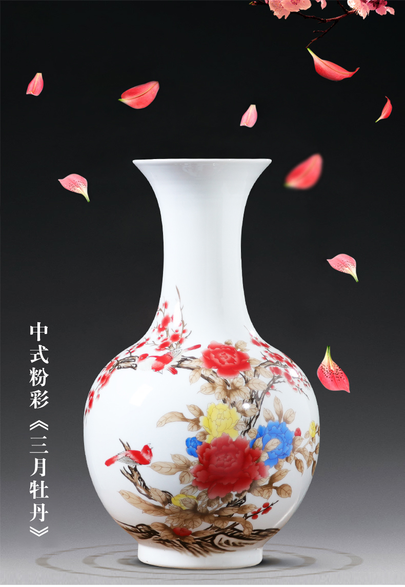 Jingdezhen ceramics powder enamel vase rich ancient frame the sitting room of Chinese style household adornment TV ark, place adorn article