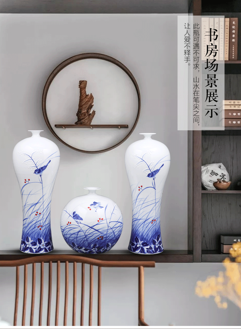 Jingdezhen ceramic vase furnishing articles hand - made porcelain porcelain of modern new Chinese style home sitting room adornment