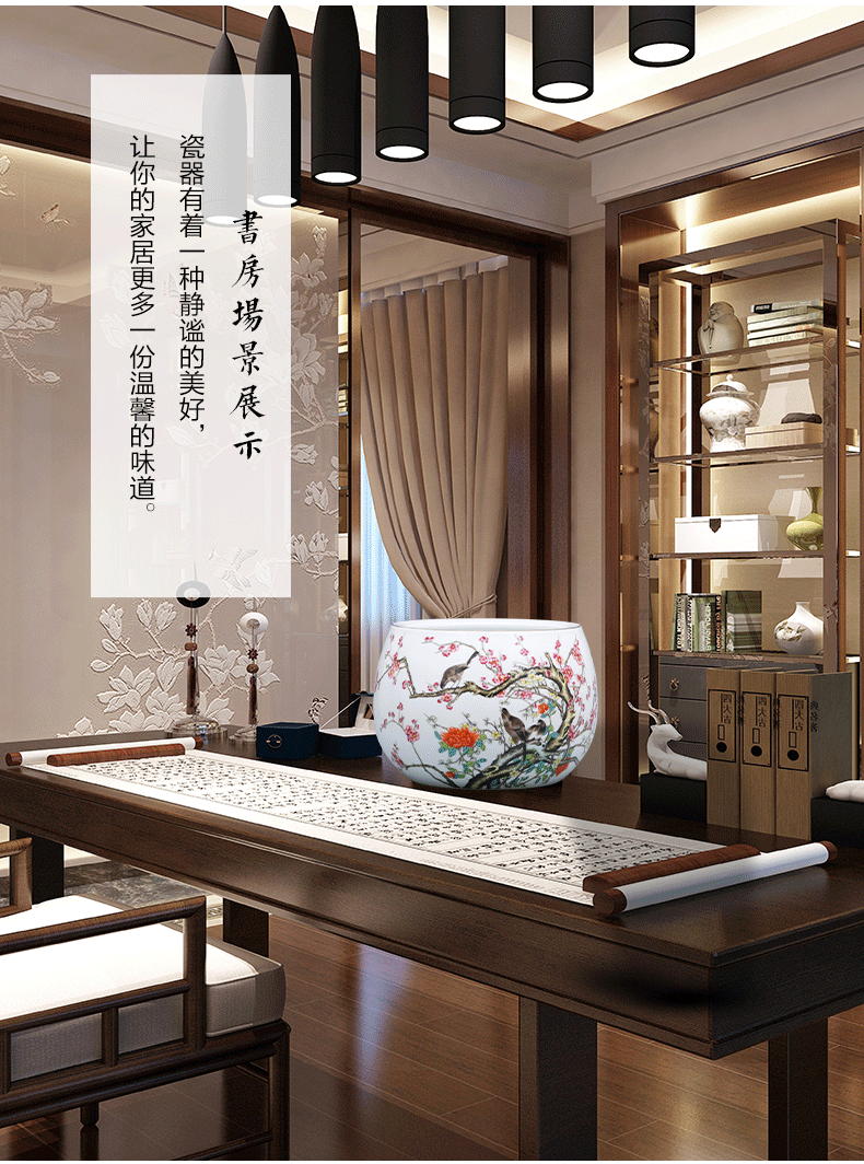 A large vase furnishing articles calligraphy cylinder tank porcelain of jingdezhen ceramics modern Chinese style living room home decoration