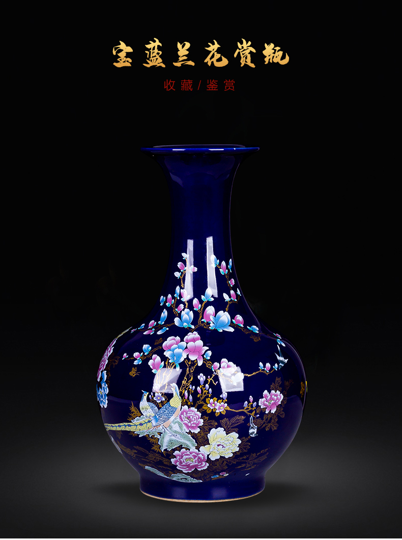 Blue bottle porcelain of jingdezhen ceramics Chinese style household act the role ofing is tasted flower arrangement sitting room TV ark adornment furnishing articles