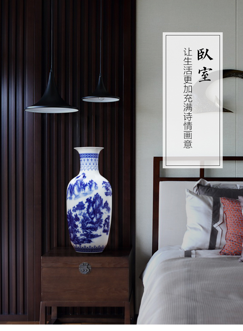 Blue and white porcelain of jingdezhen ceramics vase flower arranging dried flowers sitting room adornment I household act the role ofing is tasted TV ark, furnishing articles