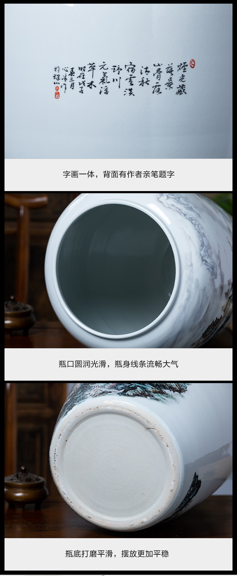 Jingdezhen ceramics painting and calligraphy scrolls cylinder calligraphy and painting to receive tube ground study vase sitting room adornment is placed