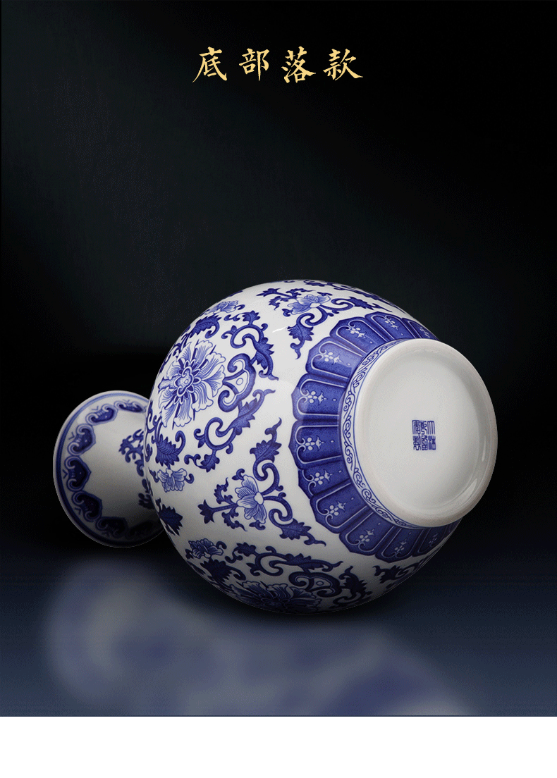 Jingdezhen ceramics vase furnishing articles archaize sitting room of Chinese style household flower arrangement of blue and white porcelain vases large ornament