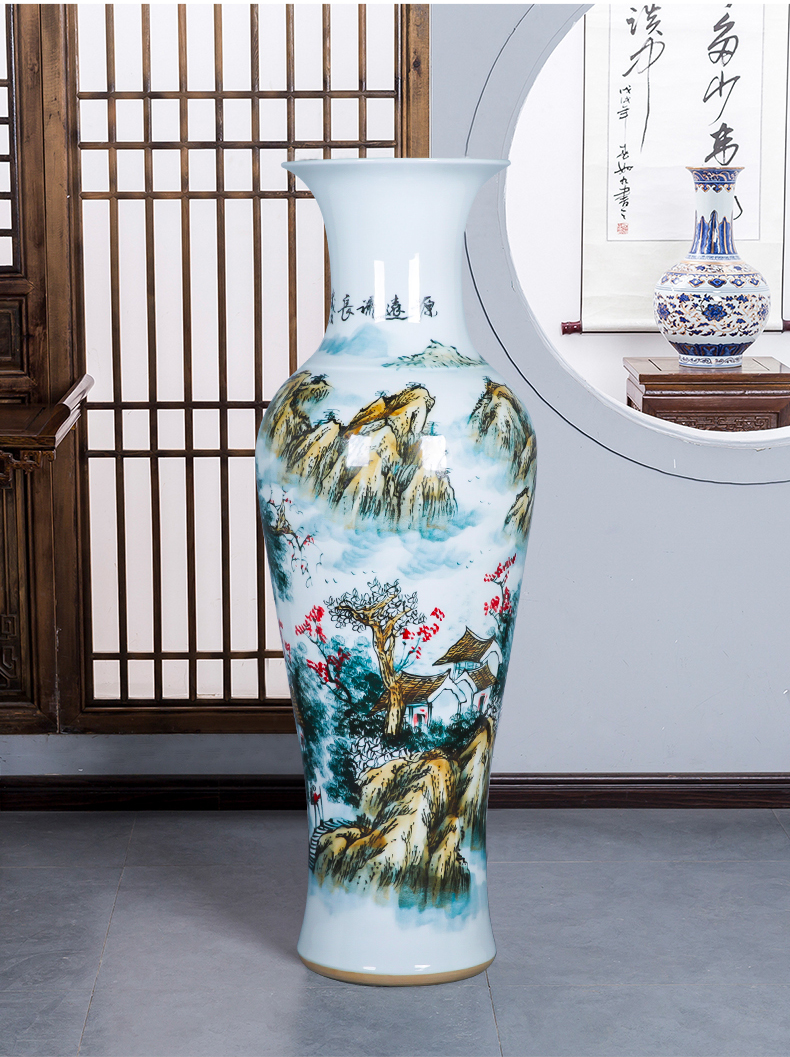 Jingdezhen ceramics large ground vase furnishing articles hand - made porcelain of home sitting room adornment of new Chinese style hotel