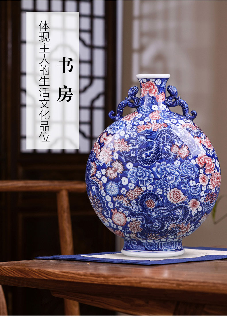 Jingdezhen ceramics vase furnishing articles manual hand - made of blue and white porcelain bottle sitting room of Chinese style household act the role ofing is tasted TV ark