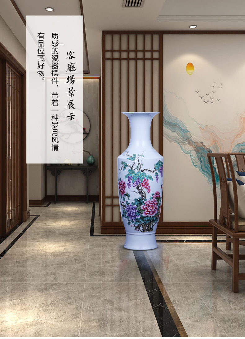 Jingdezhen ceramics powder enamel of large vase large blooming flowers guanyin bottle of I sitting room home furnishing articles