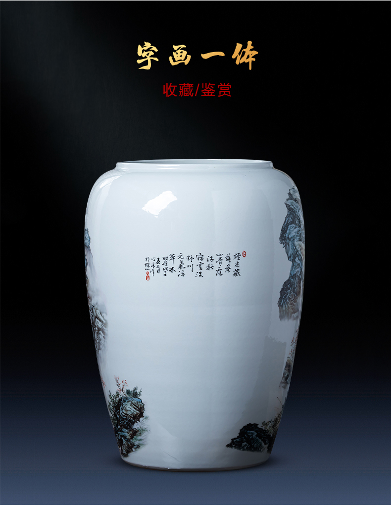 Jingdezhen ceramics painting and calligraphy scrolls cylinder calligraphy and painting to receive tube ground study vase sitting room adornment is placed