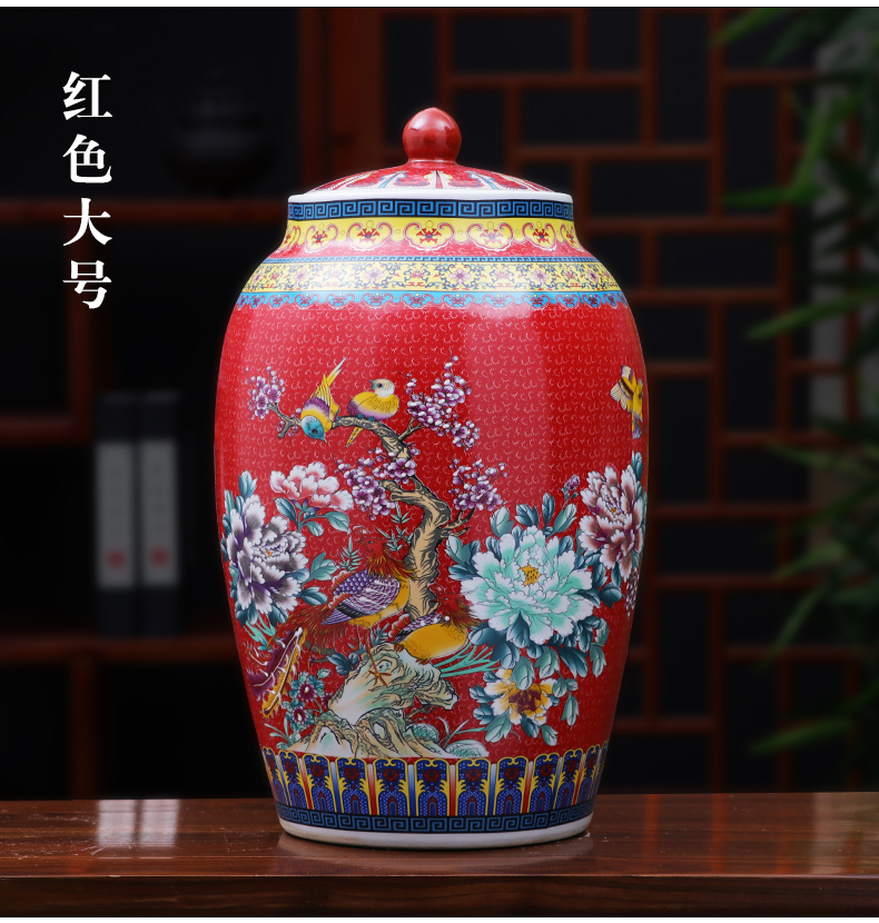 Jingdezhen ceramic barrel 30 jins home 20 jins with cover seal insect - resistant moistureproof tank home furnishing articles